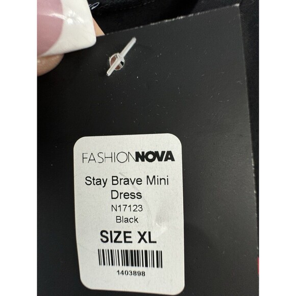 Fashion Nova‎ Savage Black Dress Size XL Mini Bodycon Sexy Rock Punk Tight NWT - Picture 5 of 7
